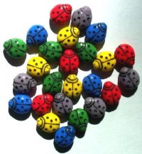 25 14mm Opaque Mixed Ladybug Glass Beads